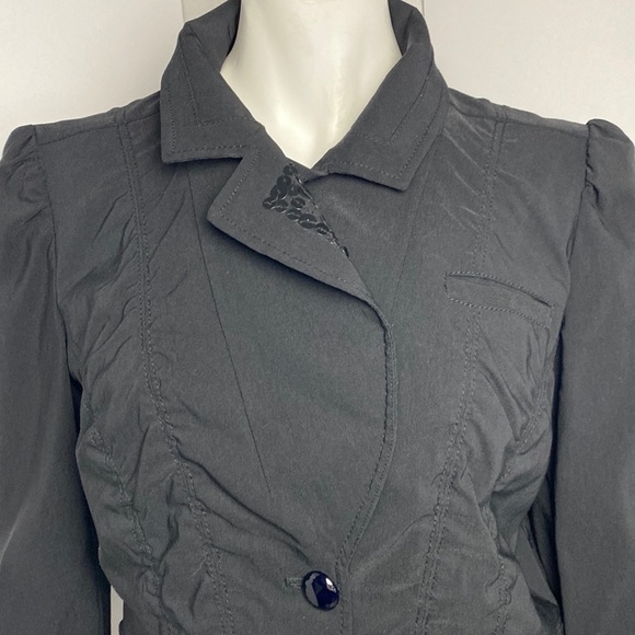 Dnky Jeans Stretch Embellished Lapel Collar Black Long Sleeve Blazer Size Medium - Picture 5 of 17